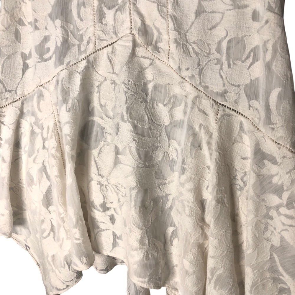 Anthro Vanessa Virginia Top Sz S Sheer Romantic Boho Victorian Filigree Cream - Picture 4 of 8